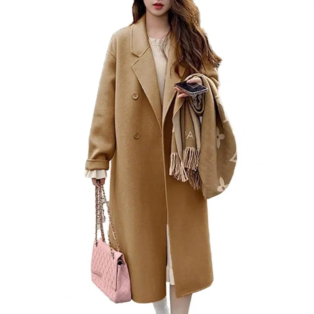 Wool coat women with double zipper
