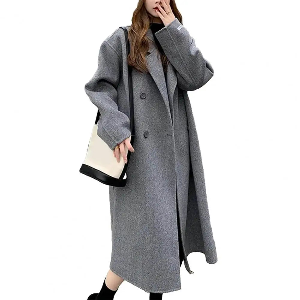 Wool coat women with double zipper