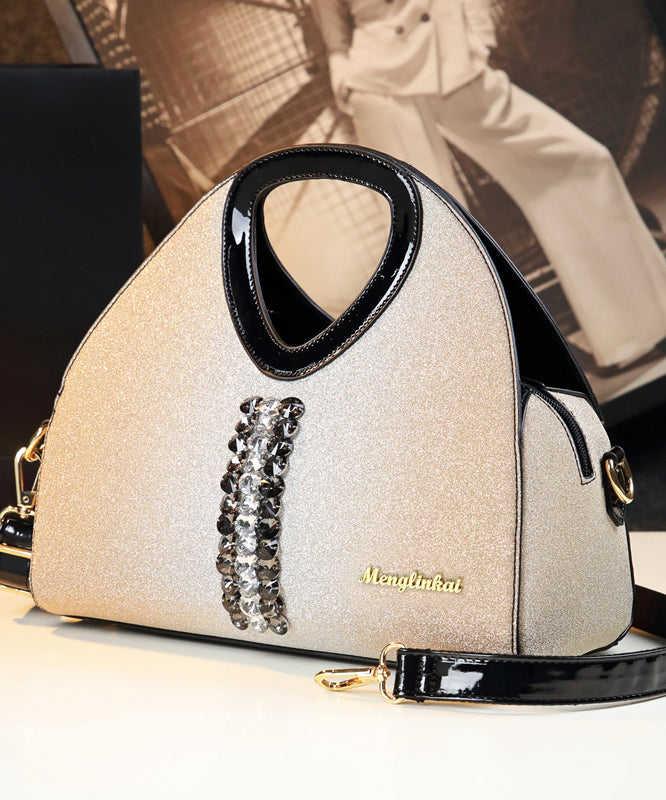 Sac fourre-tout grande capacité en similicuir pour femme, motif abricot et zircon - TrendAura