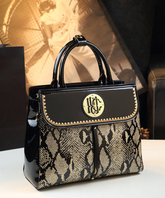 Sac fourre-tout en cuir de veau noir brodé pour femme, grande capacité - TrendAura