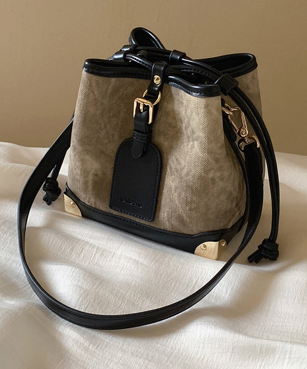 Sac seau à cordon en similicuir noir pour femme - TrendAura