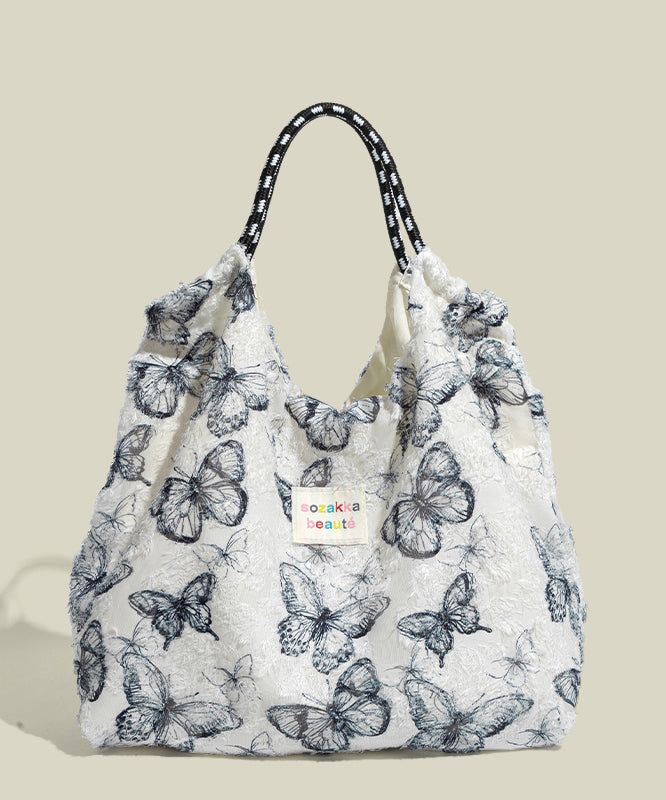 Sacs fourre-tout en toile grande capacité motif papillon bleu pour femme - TrendAura