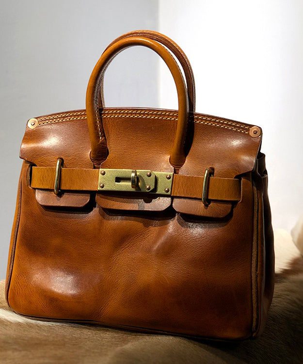 Sac fourre-tout en cuir doré pour femme, couleur marron, solide et durable, patchwork - TrendAura