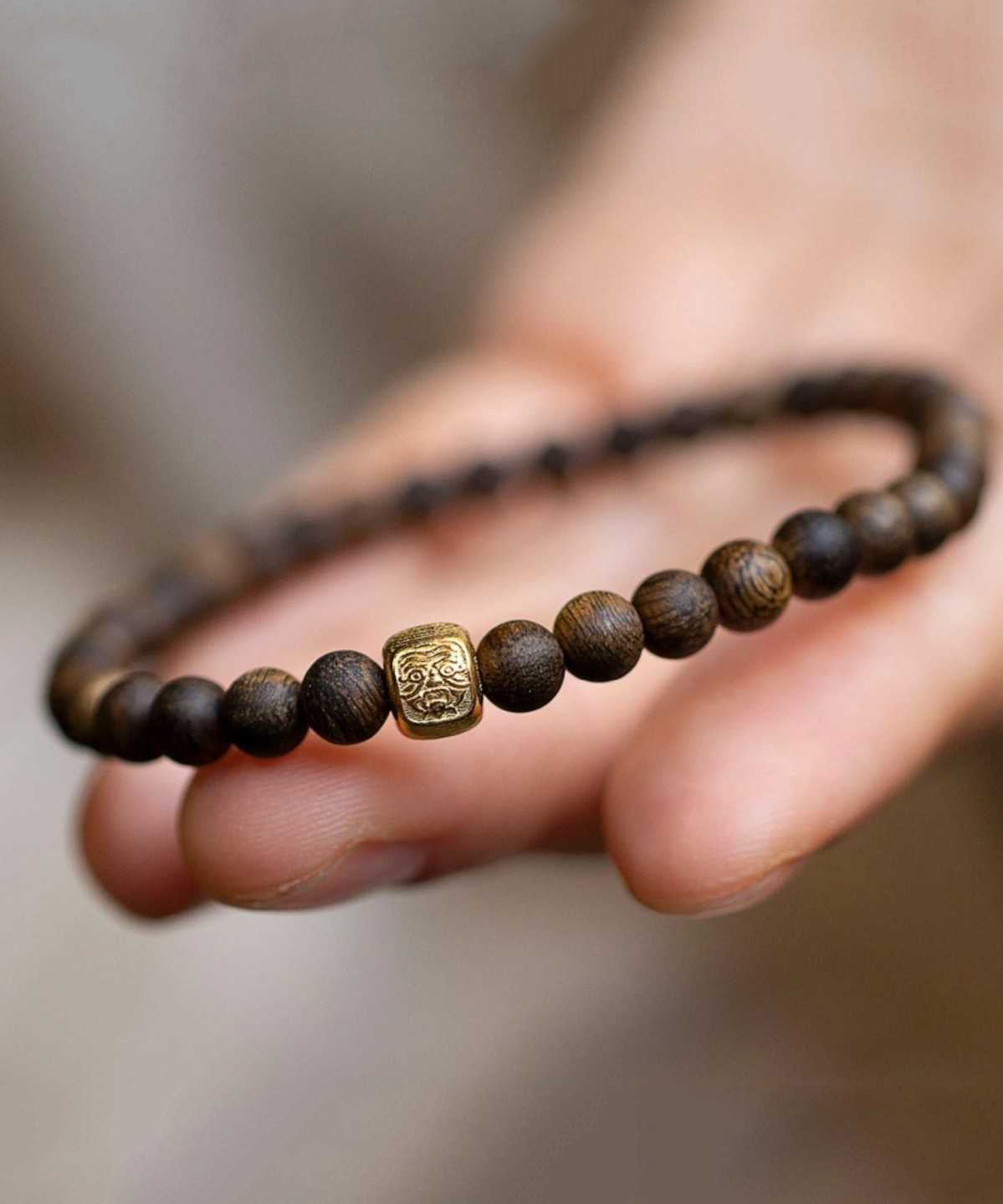 Bracelet en argent sterling marron avec perles dorées pour femme - TrendAura