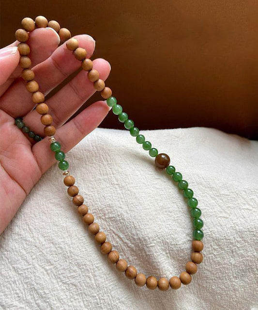 Bracelet Xiaomi double couche en jade et bois de santal vert pour femme - TrendAura