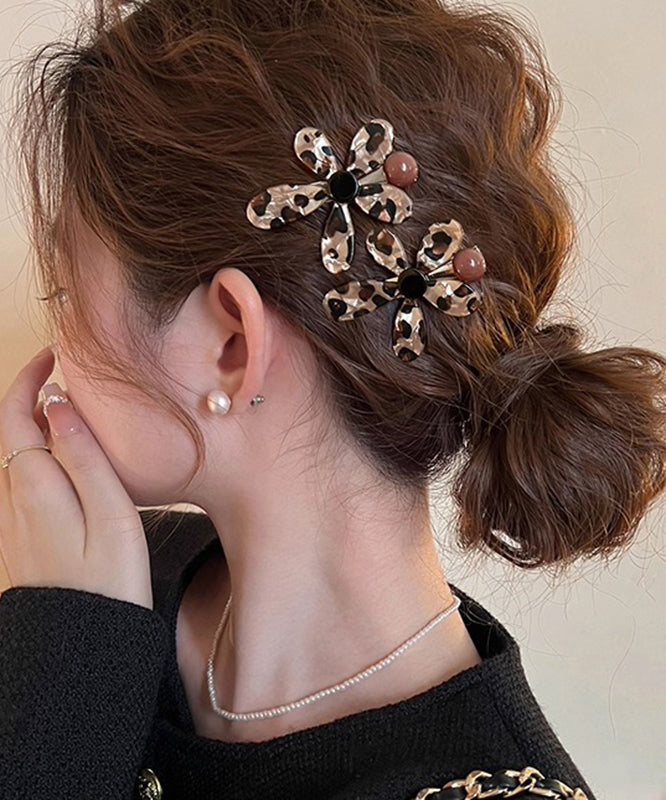 Épingle à cheveux florale en alliage métallique léopard pour femme - TrendAura
