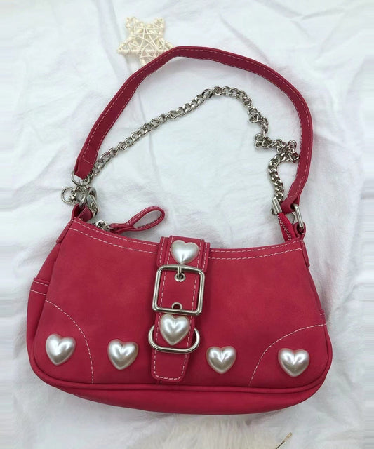 Sac hobo en similicuir rouge Pearl Love pour femme - TrendAura