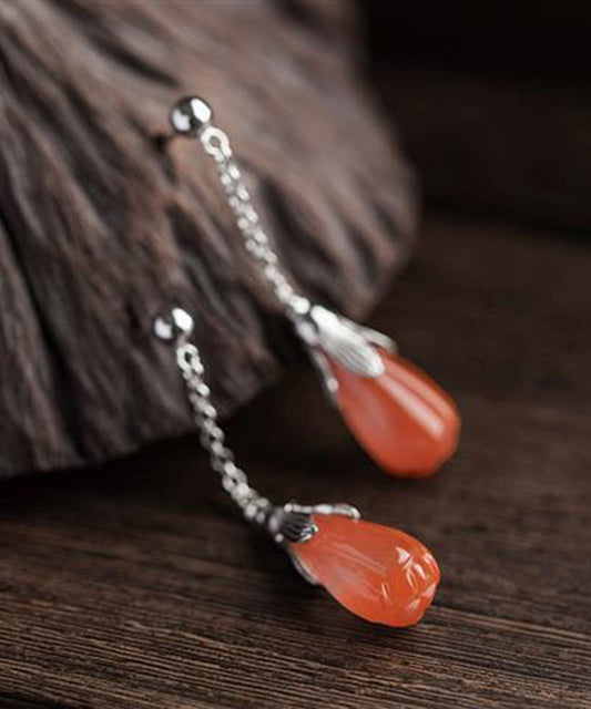 Boucles d'oreilles pendantes en soie, argent sterling et jade pour femmes - TrendAura