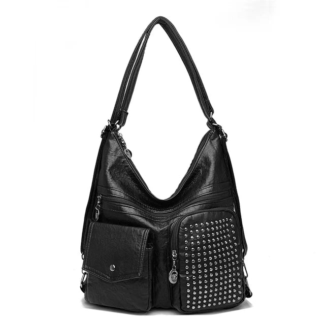 Vintpack – Studded Leather Backpack, Compact & Stylish