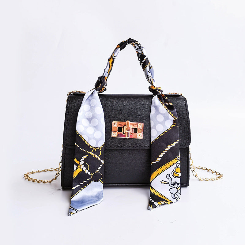 TrendAura Women's Small Flap Bag - Gold Clasp and Scarf Handle For Chic Daily and Evening Looks