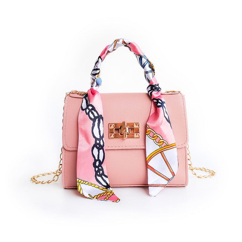 TrendAura Women's Small Flap Bag - Gold Clasp and Scarf Handle For Chic Daily and Evening Looks