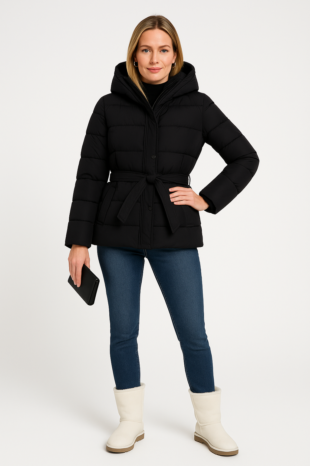 Women’s Belted Hooded Puffer Jacket