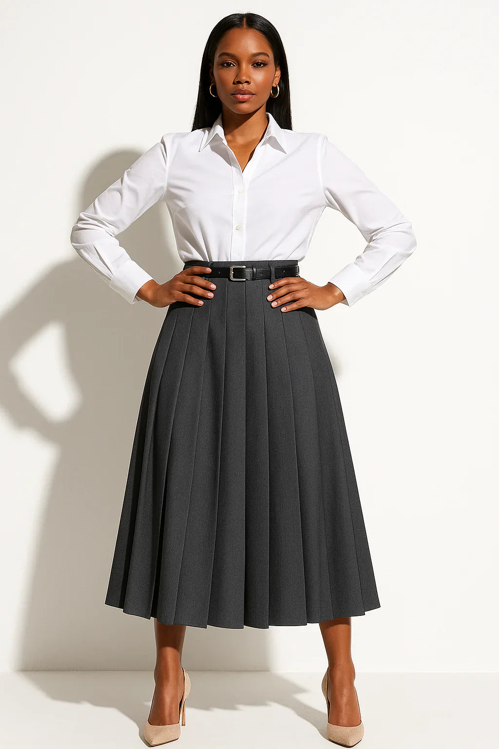 Women’s Pleated A-Line Midi Skirt