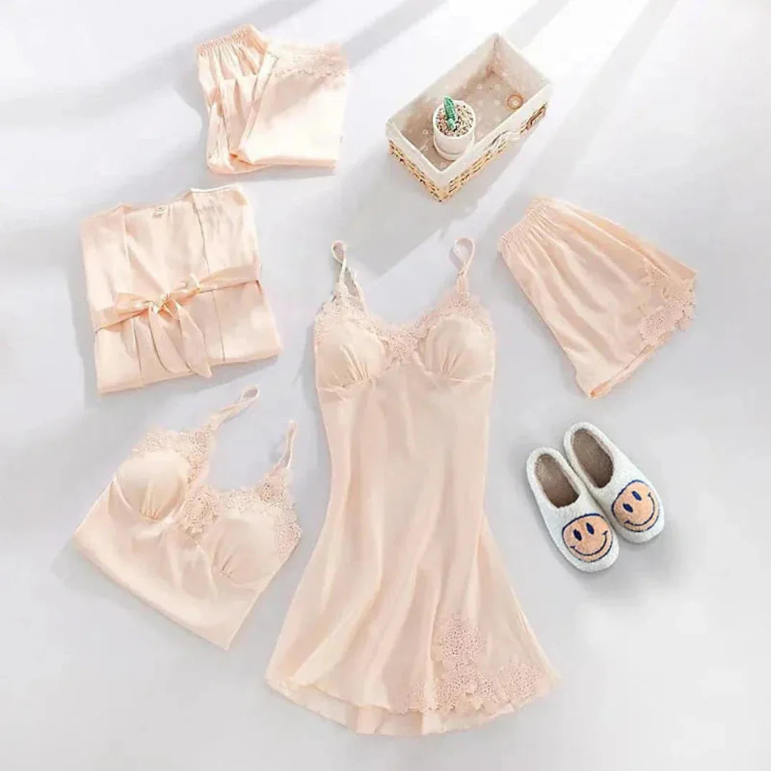 Women’s 5-Piece Satin Pajama Set