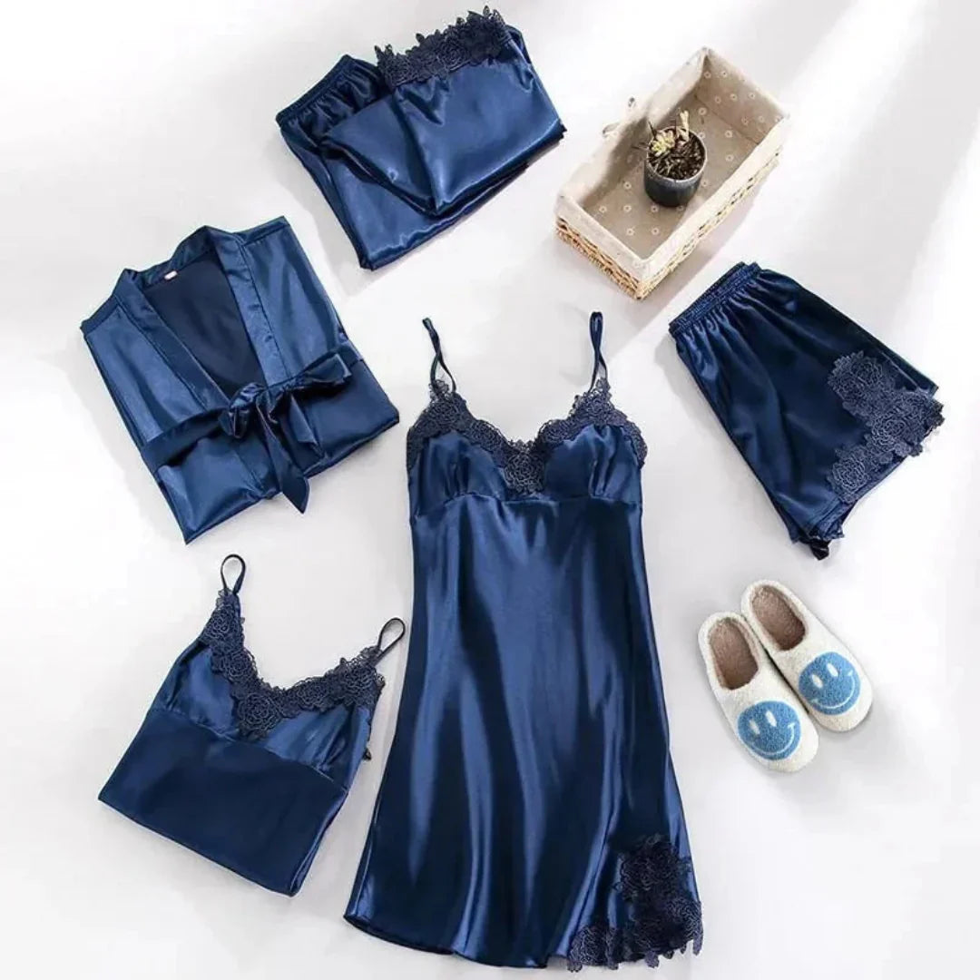 Women’s 5-Piece Satin Pajama Set
