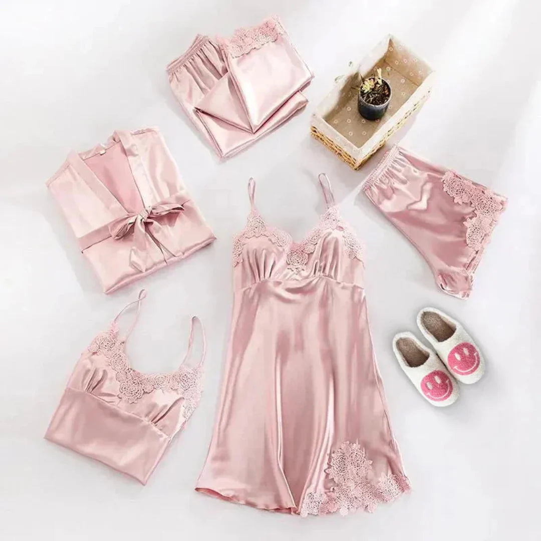 Women’s 5-Piece Satin Pajama Set