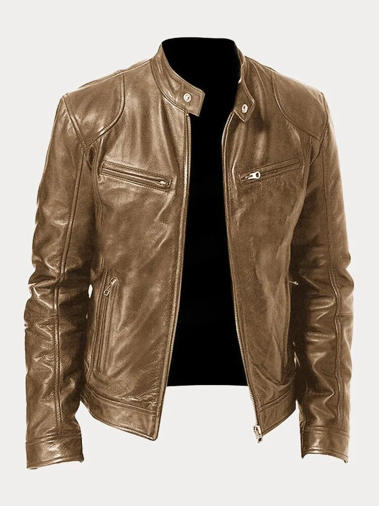 Luke Men's Stylish Zip Up Leather Jacket With Tailored Fit And Premium Finish For Everyday Wear By TrendAura