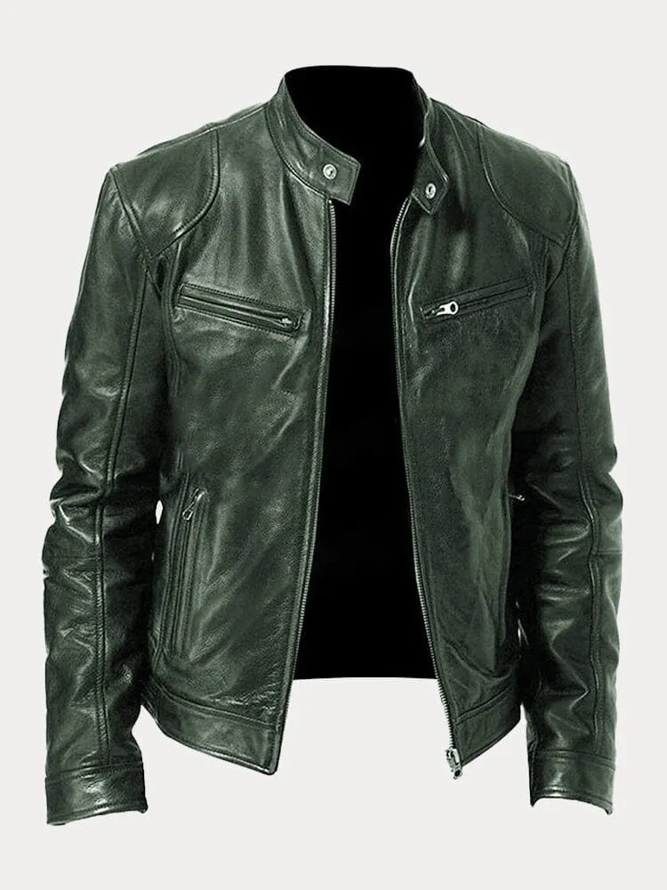 Luke Men's Stylish Zip Up Leather Jacket With Tailored Fit And Premium Finish For Everyday Wear By TrendAura