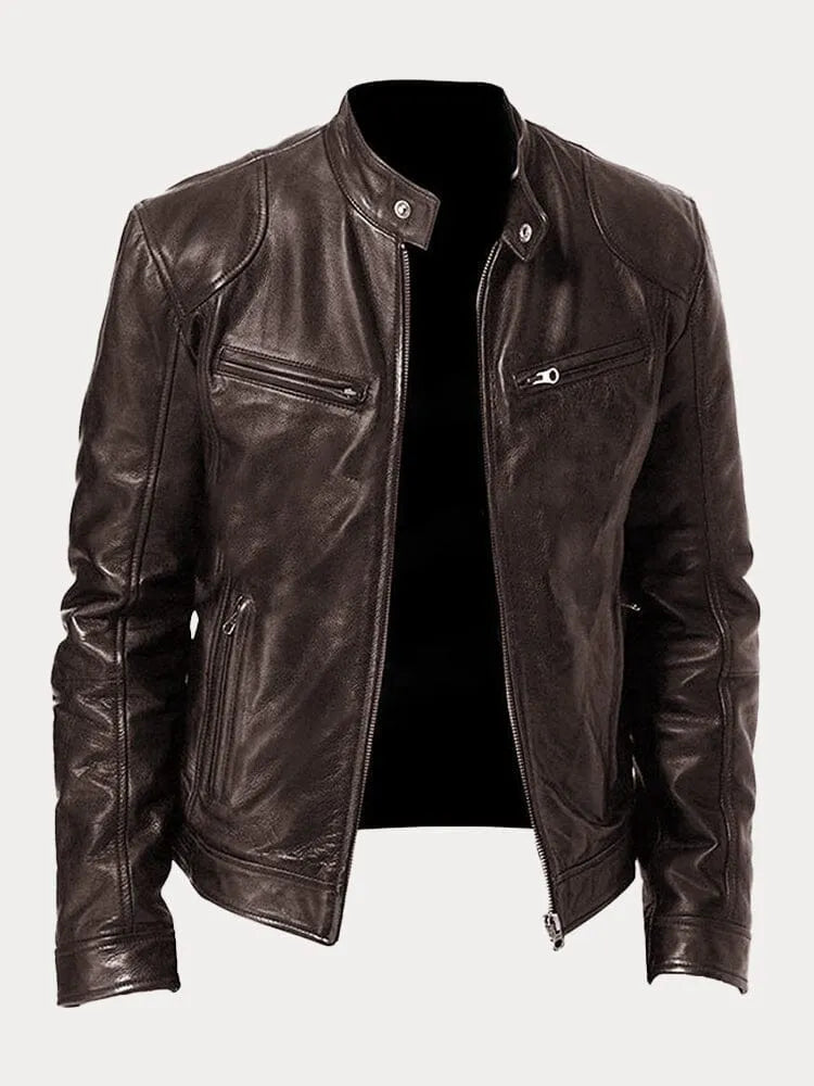 Luke Men's Stylish Zip Up Leather Jacket With Tailored Fit And Premium Finish For Everyday Wear By TrendAura