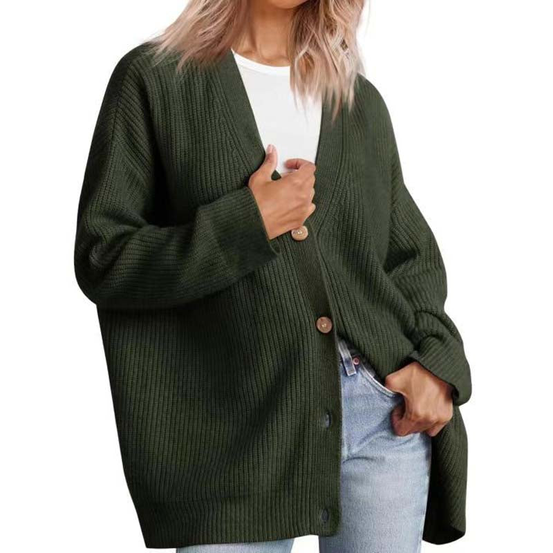 Women’s Cardigan – Oversized Fit – Ribbed Knit – Button Front – Long Sleeve Casual Layer