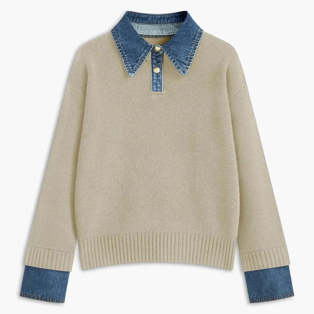 Women’s Denim Collar and Cuff Sweater