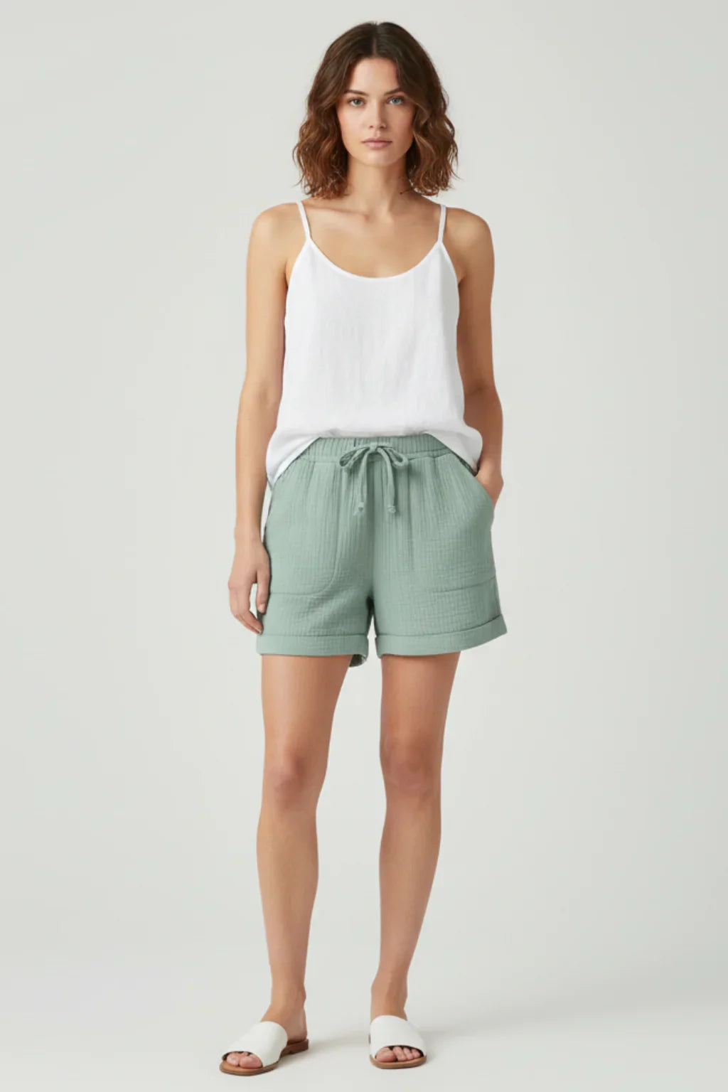 Women’s Drawstring Crinkled Lounge Shorts