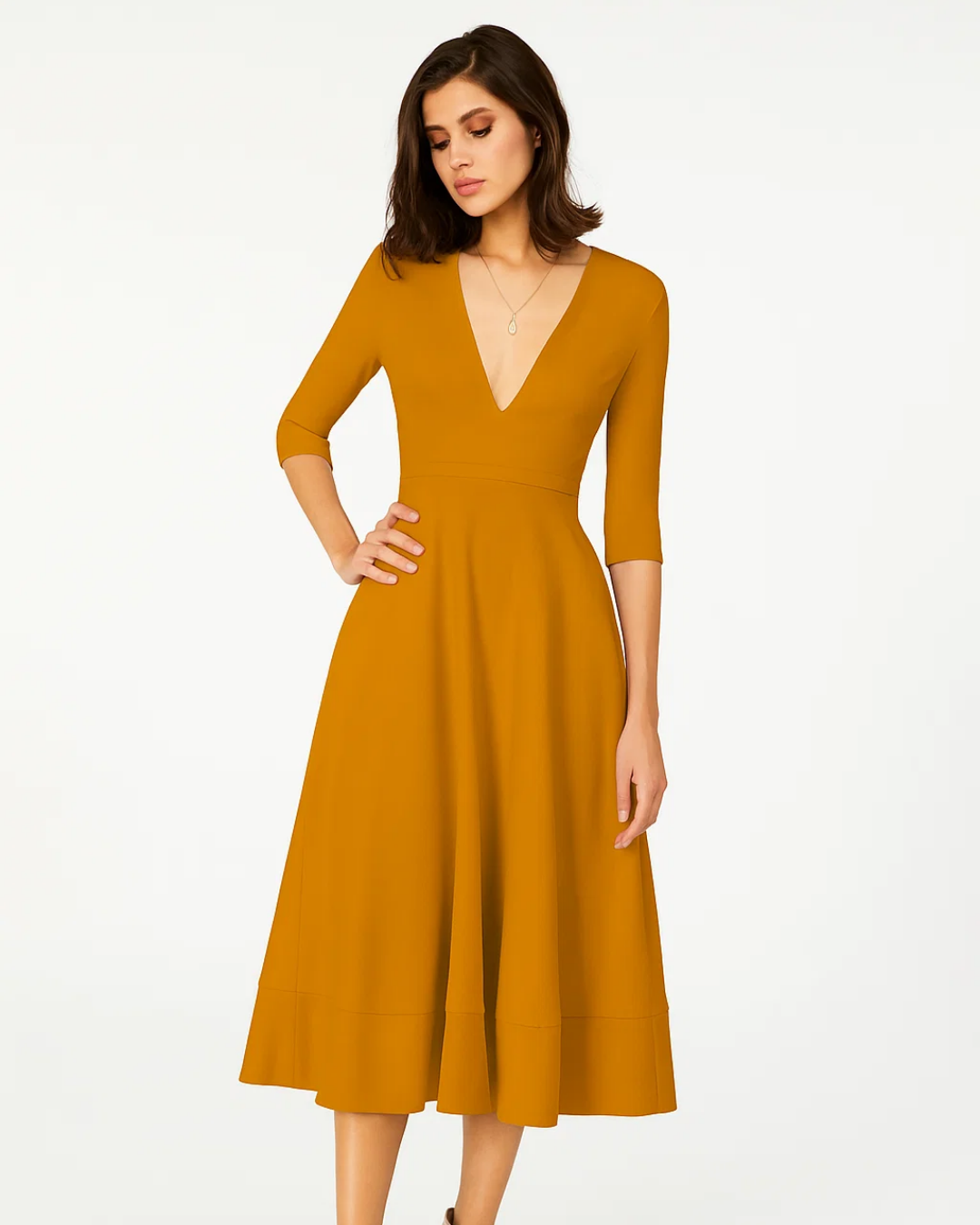 Women's Elegant Evening Midi Dress With Refined Design