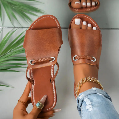Capri Braided Strap Slip-On Sandals