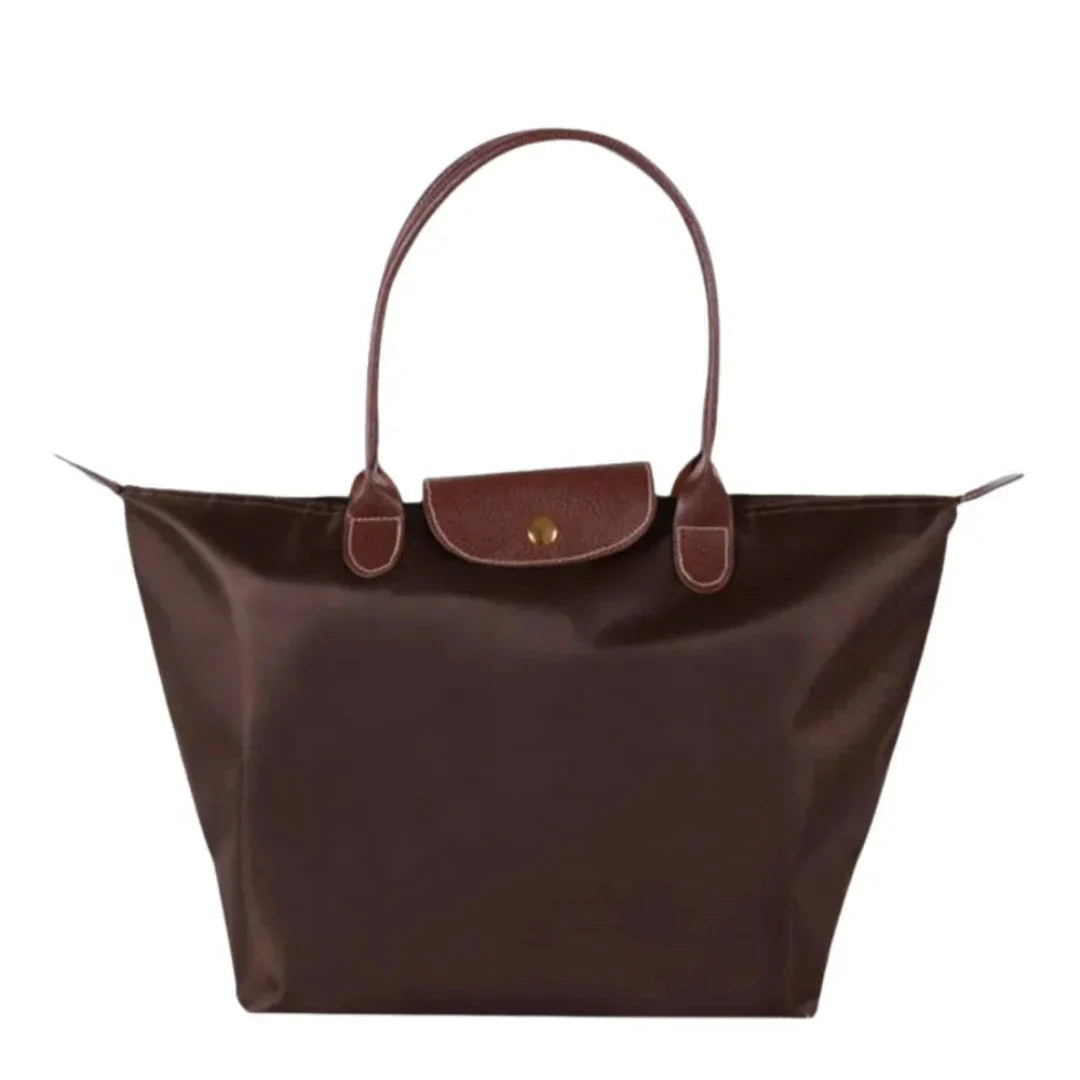 Waylynn Women's Foldable Nylon Tote Bag - Water-Resistant, Lightweight Tote With Leather Handles