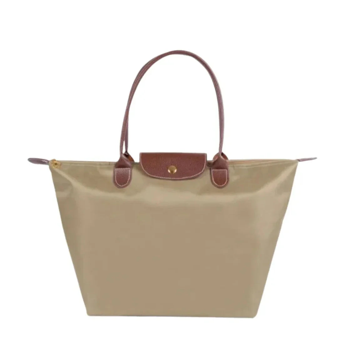 Waylynn Women's Foldable Nylon Tote Bag - Water-Resistant, Lightweight Tote With Leather Handles