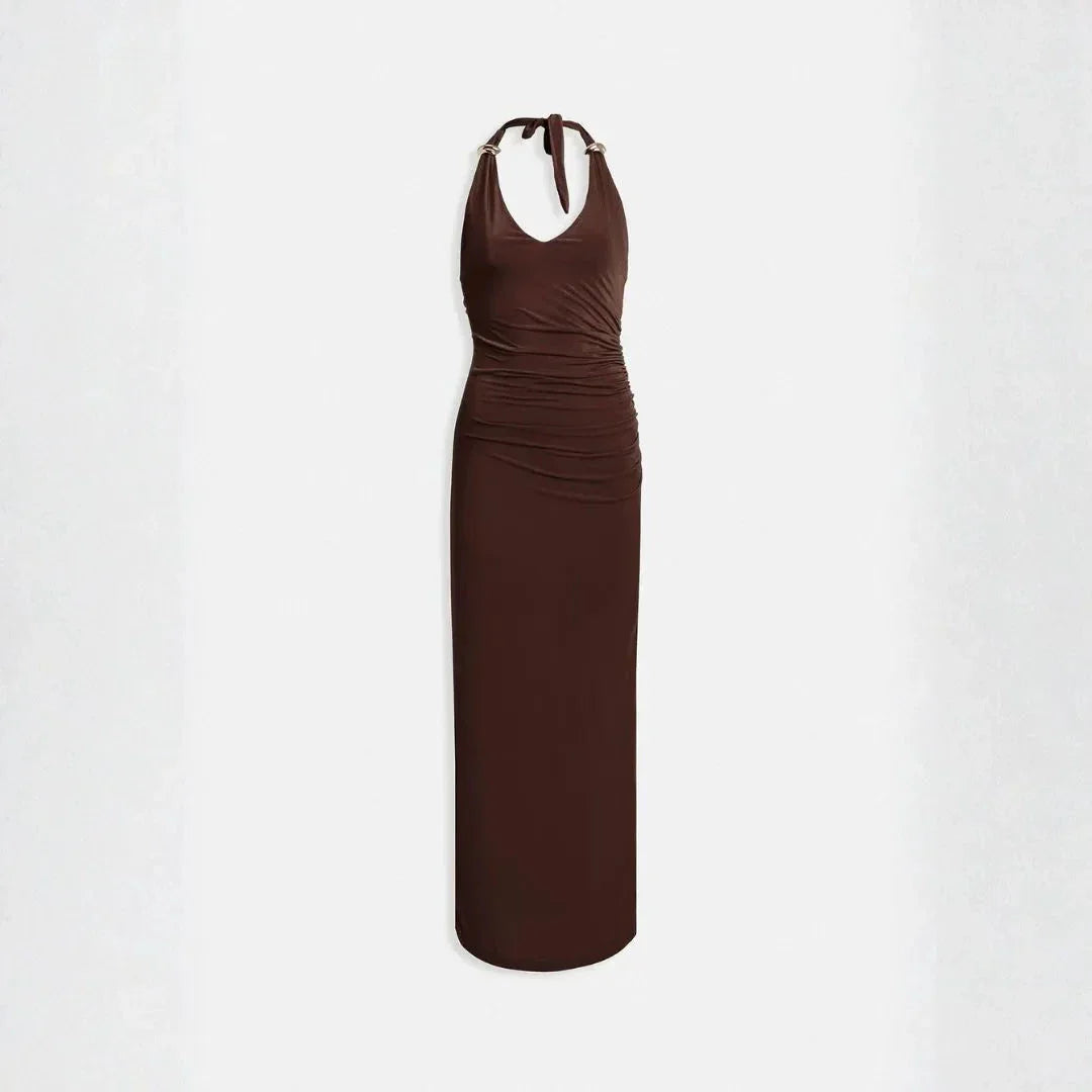 Women’s Halter Ruched Maxi Dress
