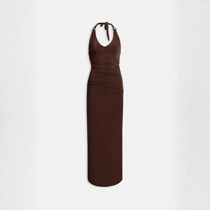 Women’s Halter Ruched Maxi Dress