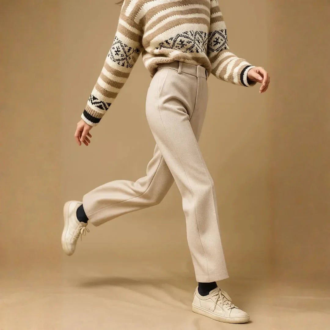 Women’s High-Waist Wool Straight-Leg Trousers