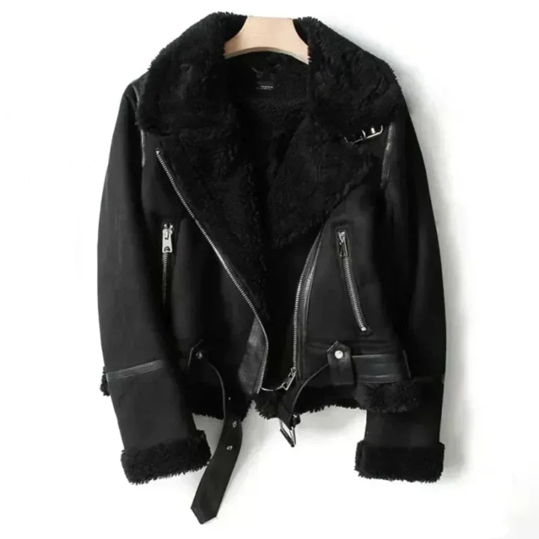 Womens Leather Sherpa Jacket Premium Genuine Leather With Ultra Soft Sherpa Lining For Women