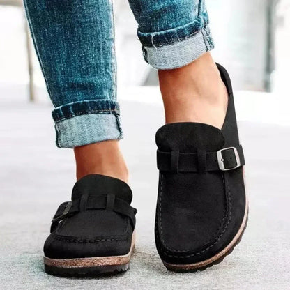 Elle Suede Buckle Mules