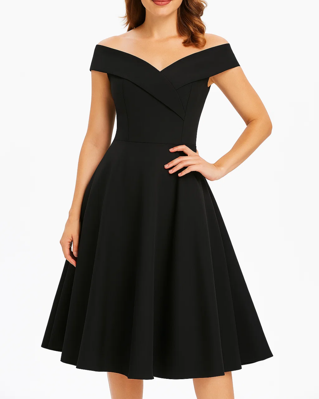 Women's Off-Shoulder Vintage A-Line Midi Dress