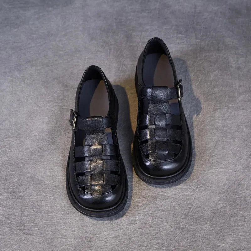 Lily Faux Leather Low-Heel Roman Sandals