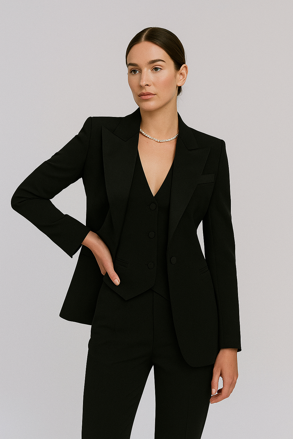 Women’s Stylish 3-Piece Suit Set | Tailored Blazer, Waistcoat, and Slim-Fit Trousers