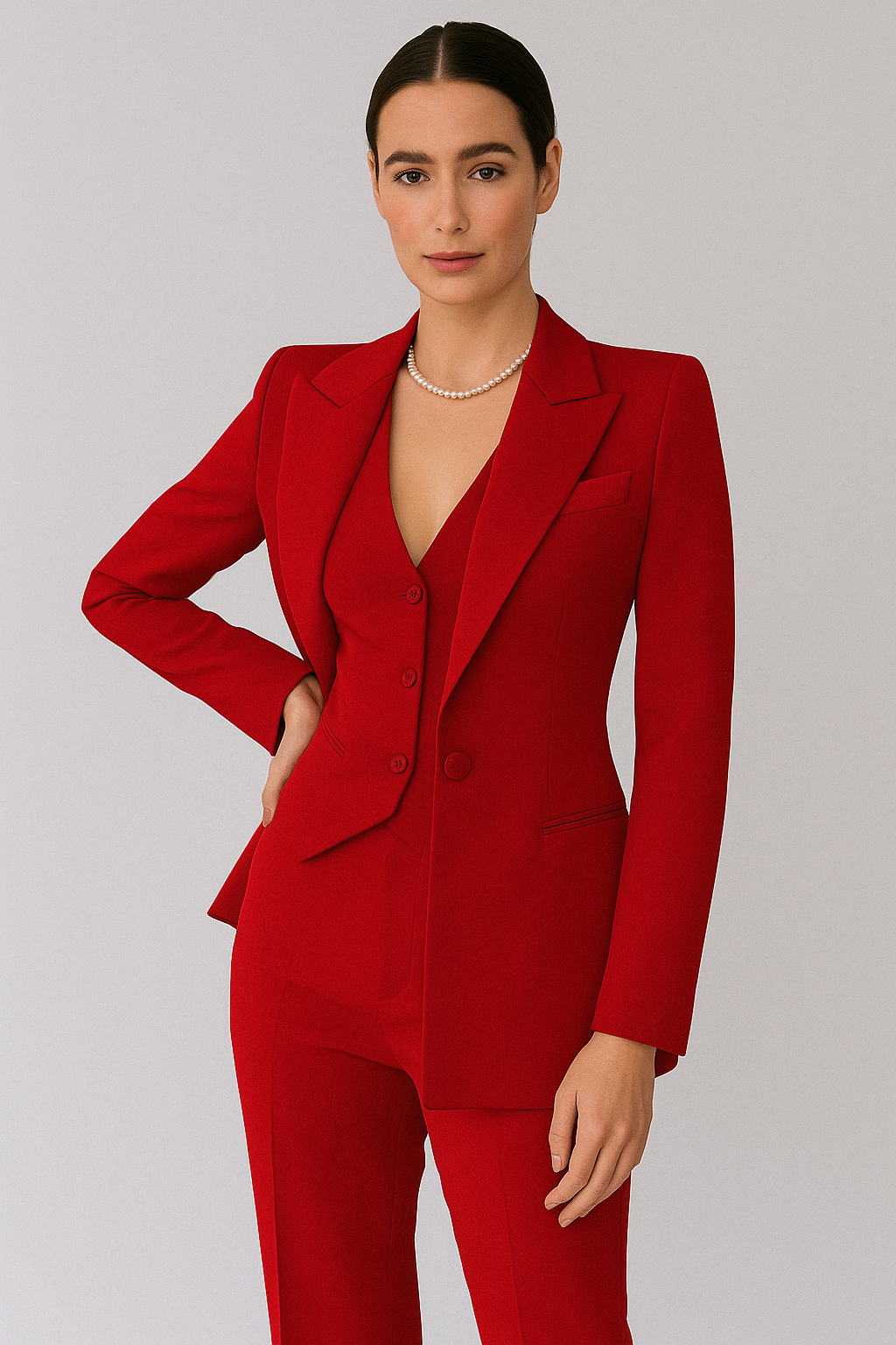 Women’s Stylish 3-Piece Suit Set | Tailored Blazer, Waistcoat, and Slim-Fit Trousers