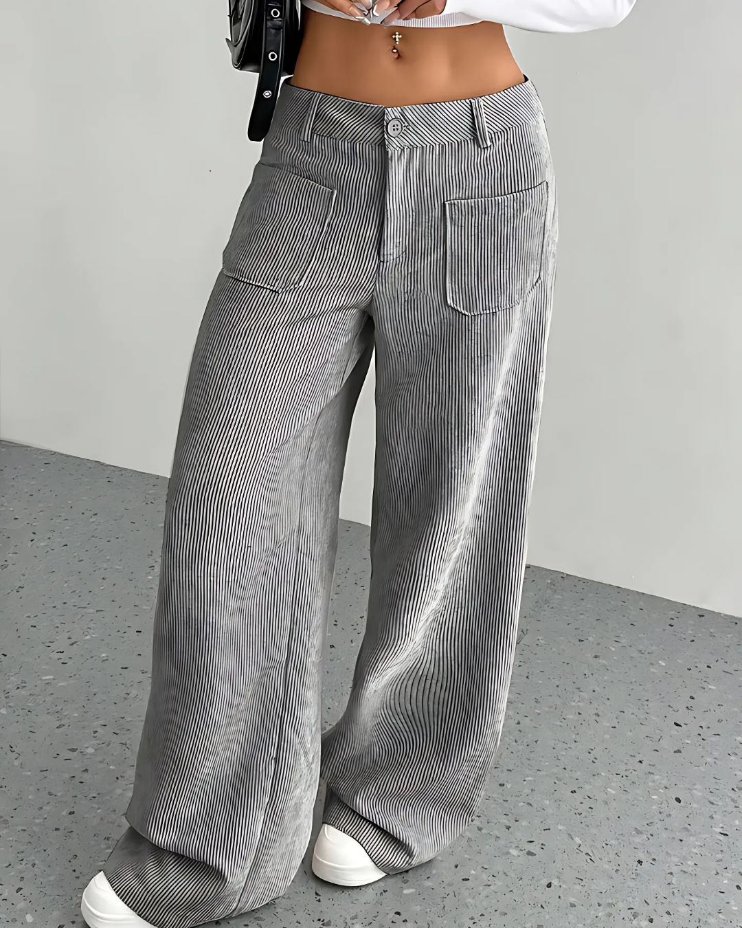 Women's Casual Wide-Leg Cord Trousers