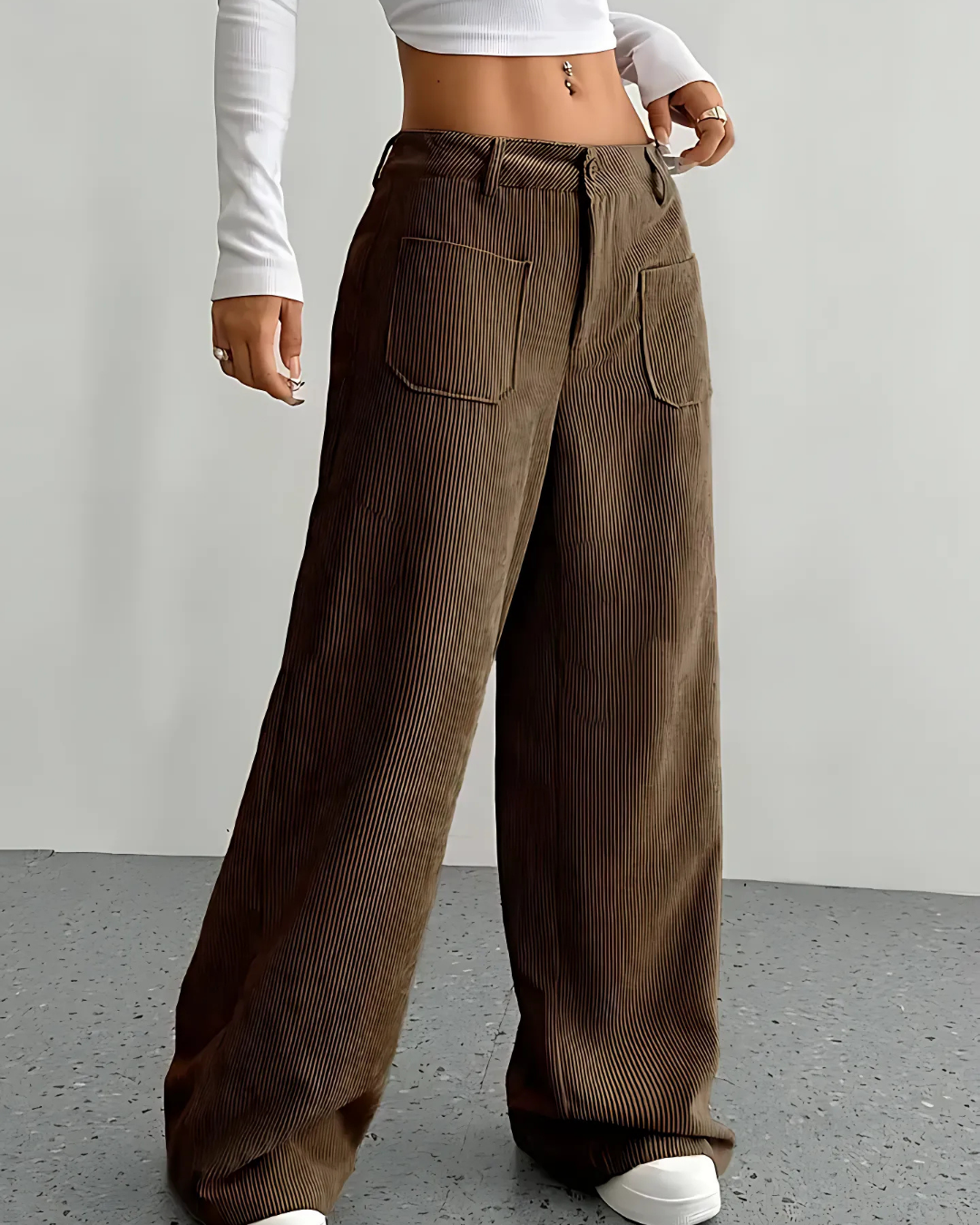 Women's Casual Wide-Leg Cord Trousers