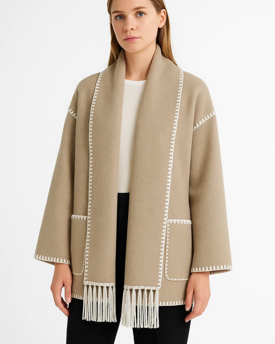 Women's Classic Longline Coat with Scarf Detail