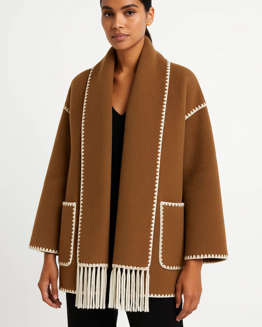 Women's Classic Longline Coat with Scarf Detail