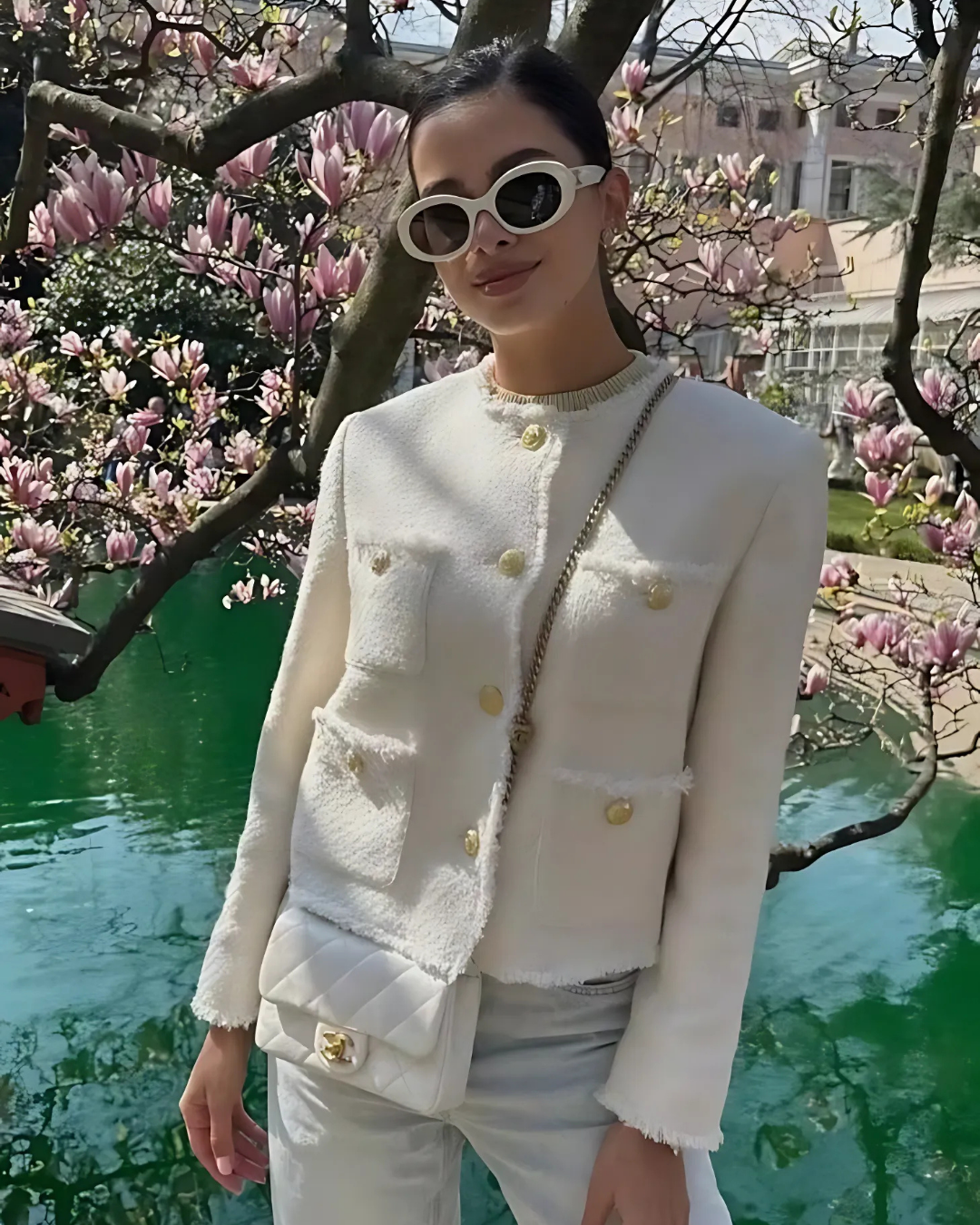 Women's Cropped Jacket with Chest Pockets