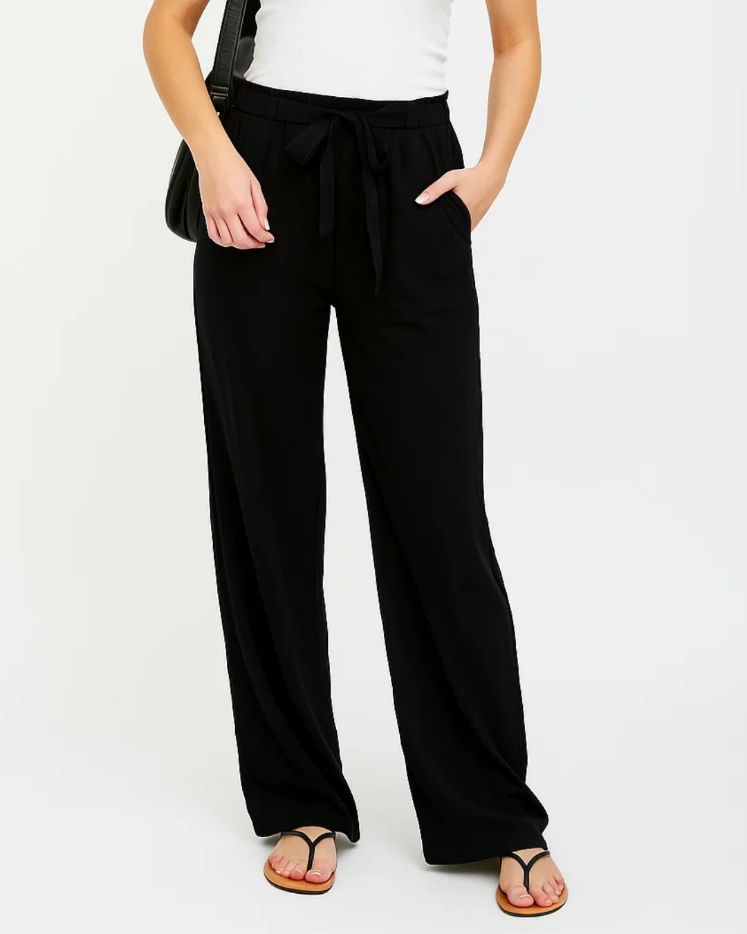 Elegant summer pants with elastic waistband for women