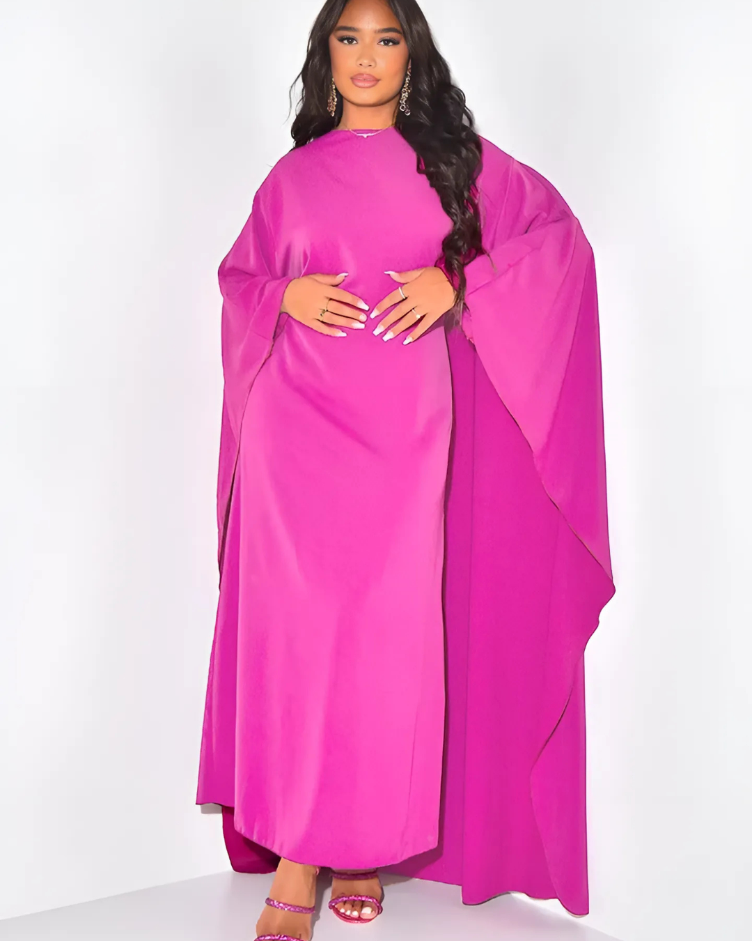 Women's Elegant Maxi Dress With Draped Sleeves