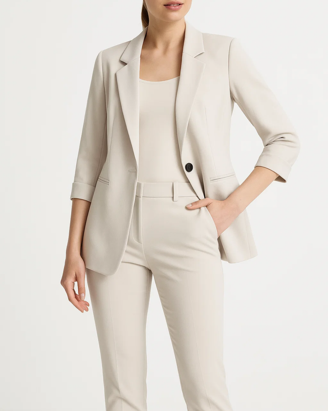 Women's Elegant Tailored Blazer and Trousers Set