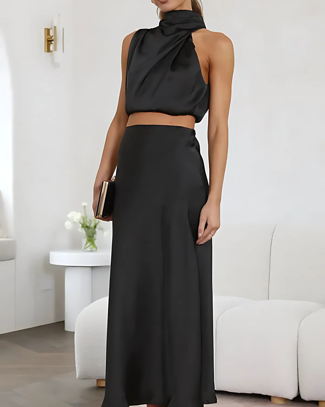 Women's Elegant Two-Piece Set With Flowing Skirt And Top