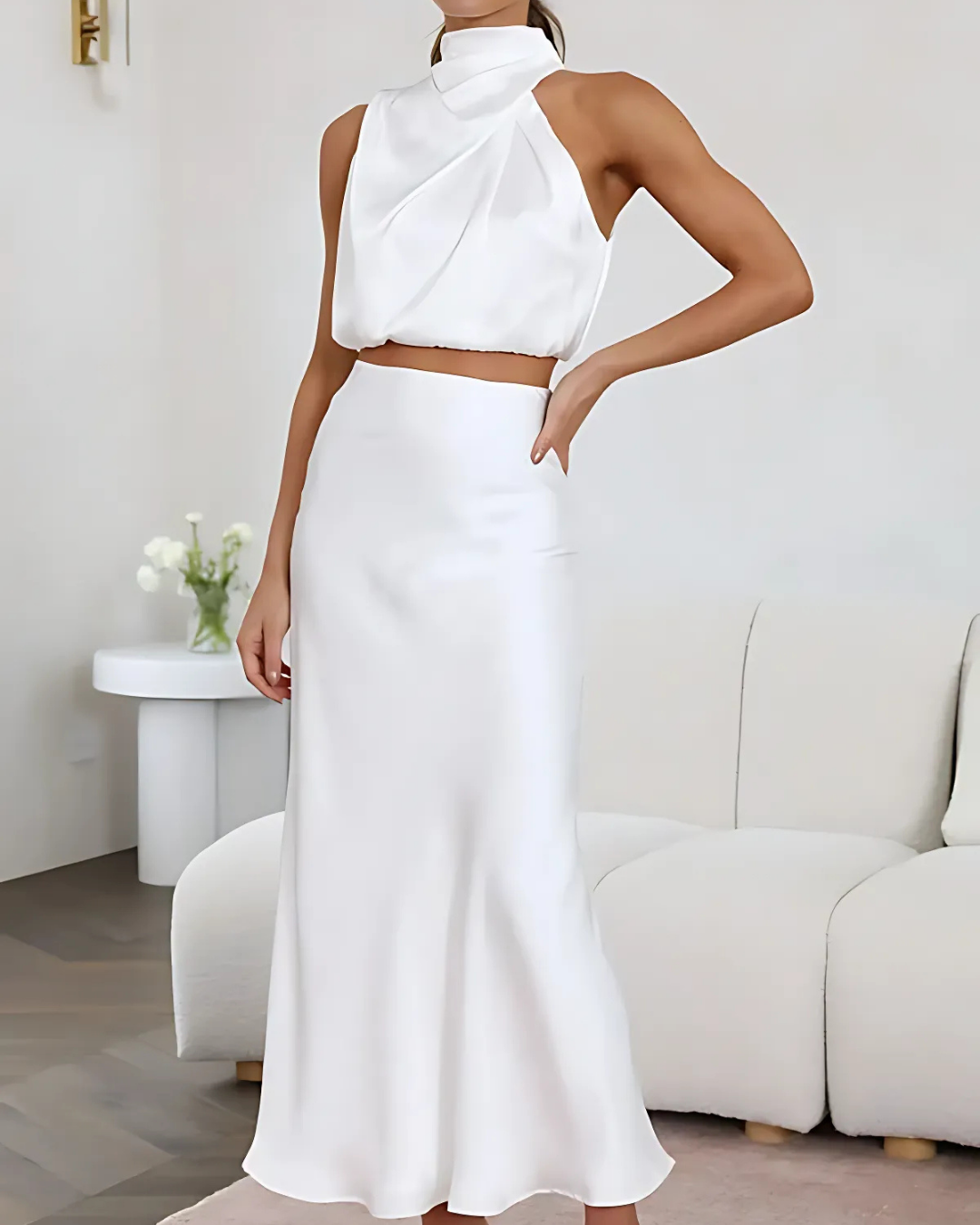 Women's Elegant Two-Piece Set With Flowing Skirt And Top