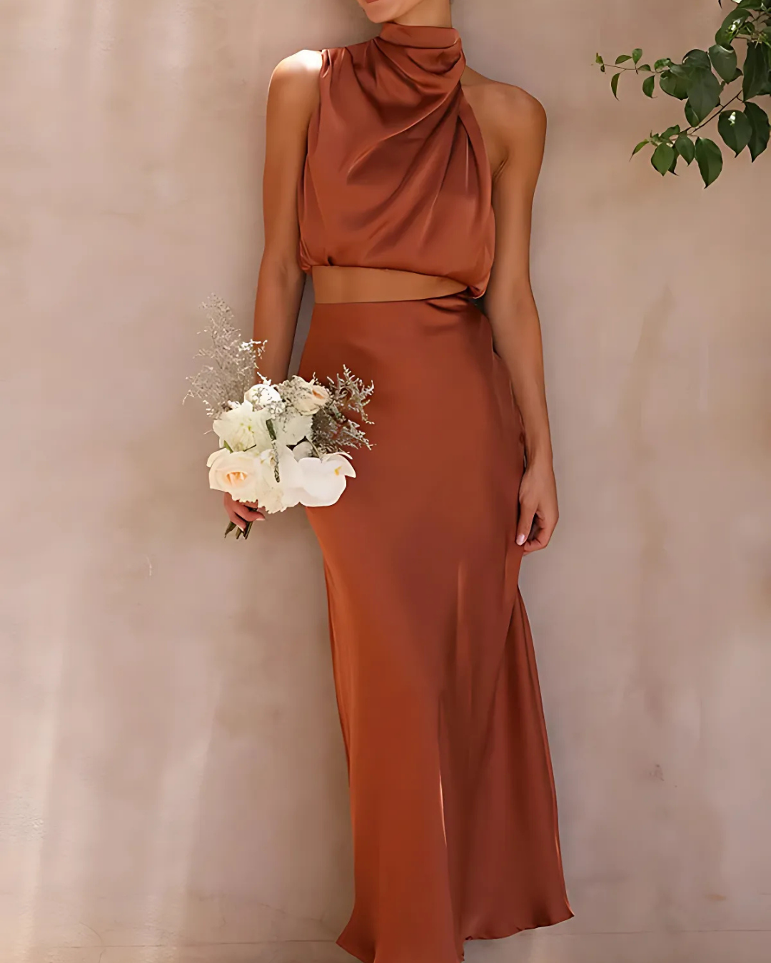 Women's Elegant Two-Piece Set With Flowing Skirt And Top